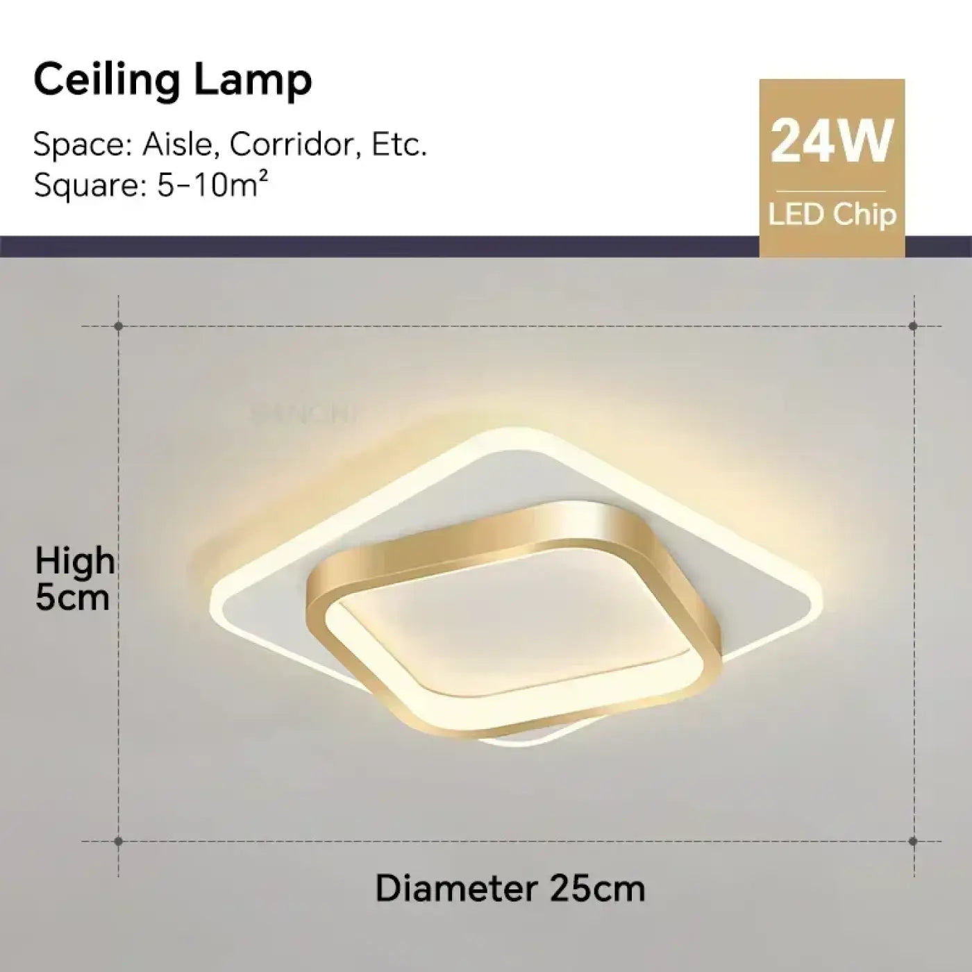 Plafonnier LED Carré Design Aluminium