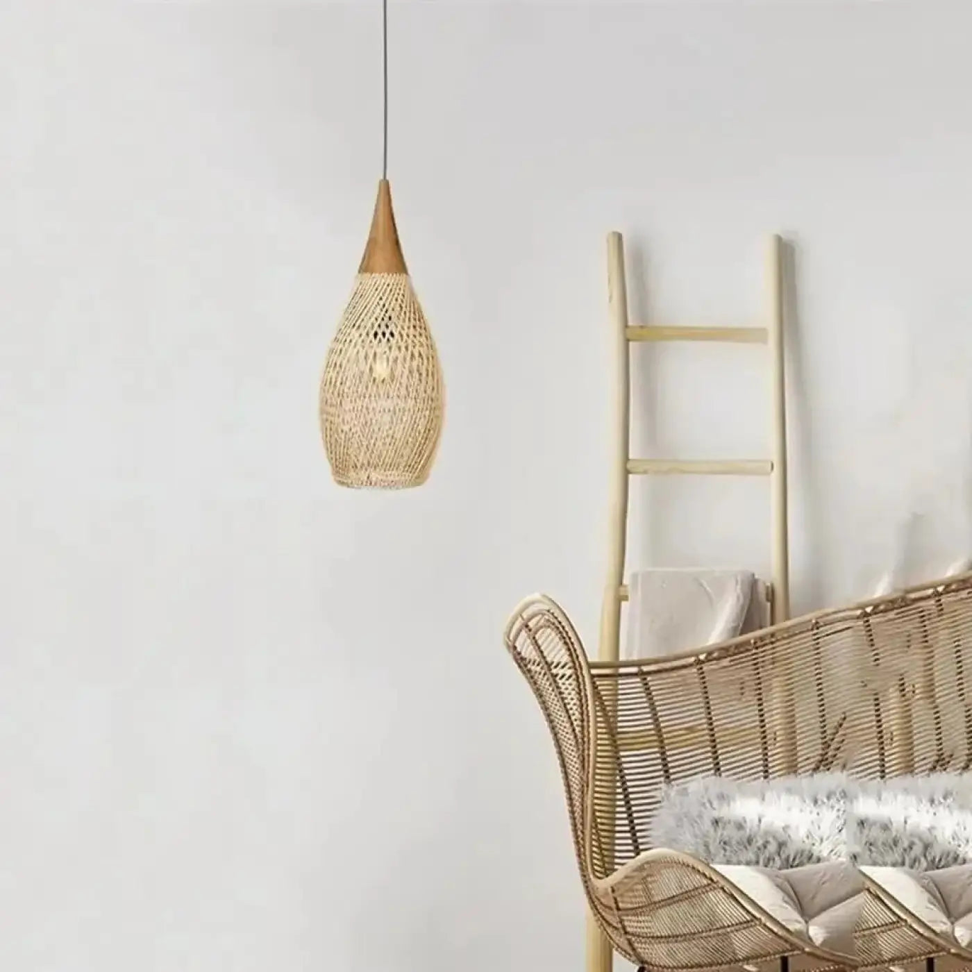 Suspension Goutte Rotin Naturel Ambiance Zen