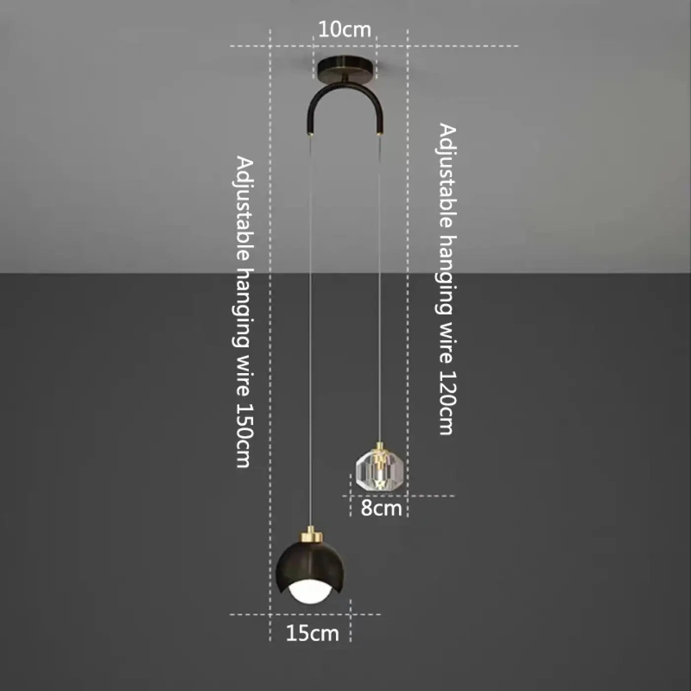 Suspension Luminaire Duo Noir Doré - Design Moderne