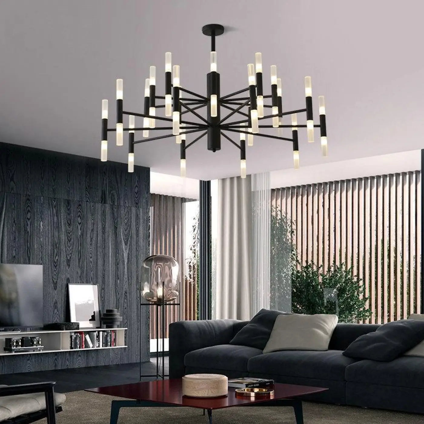Grand Plafonnier LED Design Noir ou Doré
