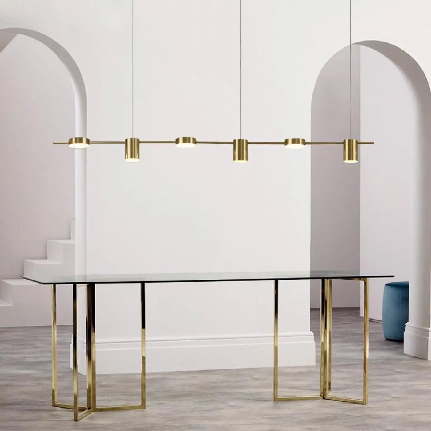 Grande Suspension Dorée Design Luminaire Métal