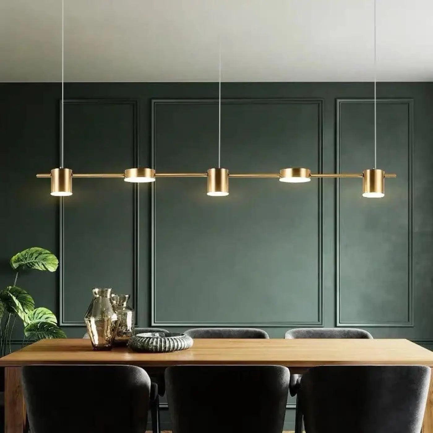 Grande Suspension Dorée Design Luminaire Métal