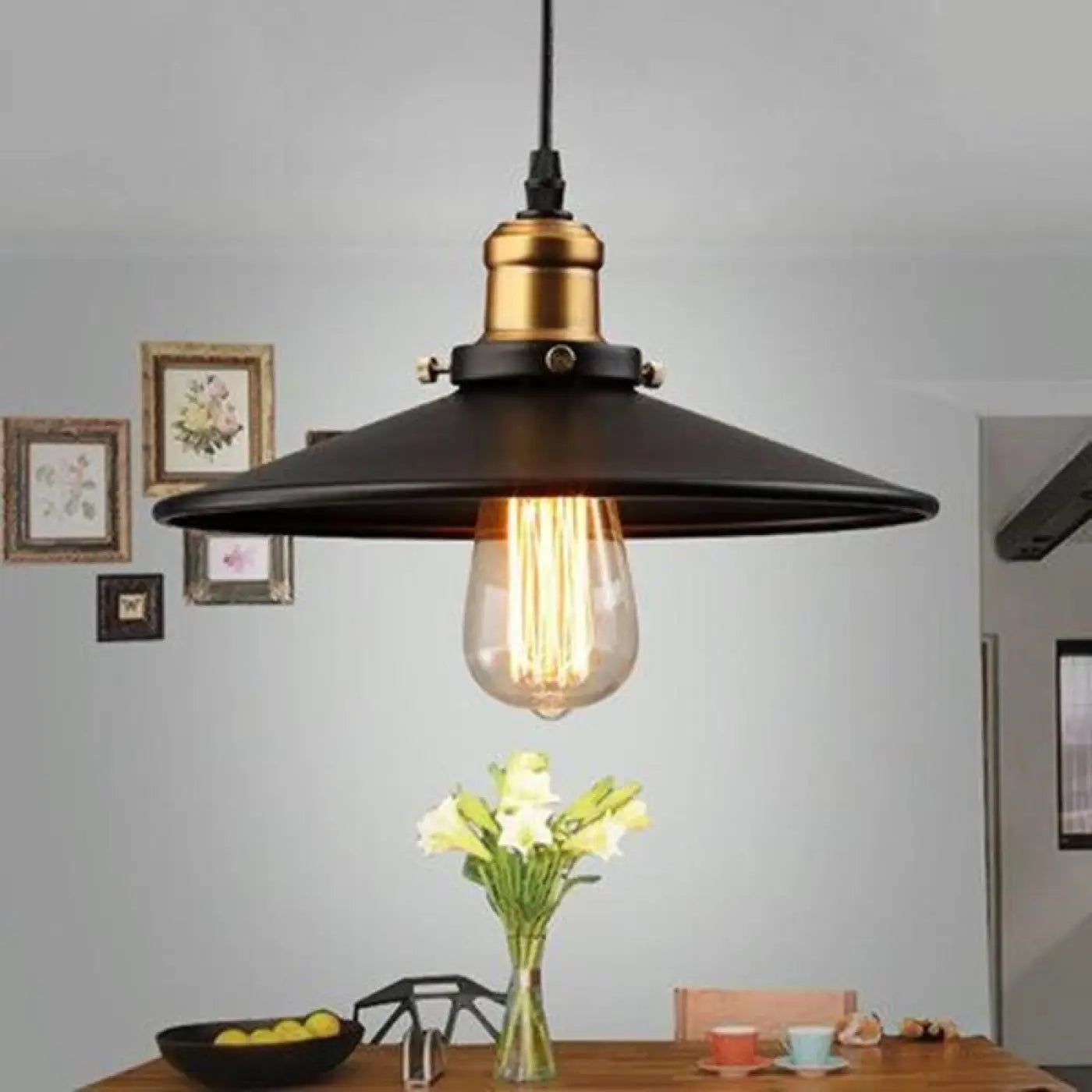 Suspension Noire Design Industriel & Vintage
