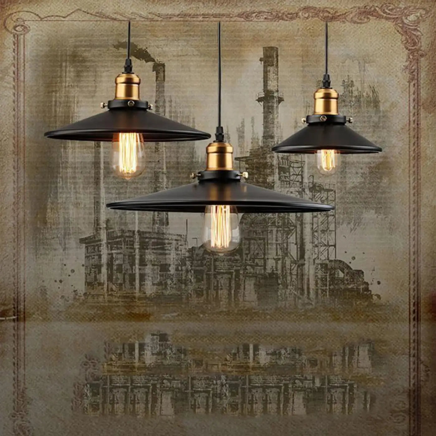 Suspension Noire Design Industriel & Vintage