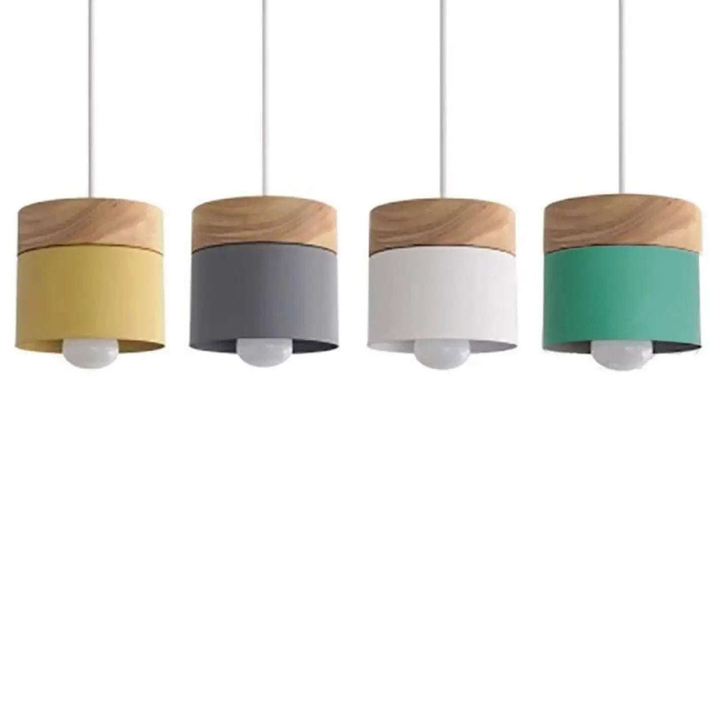 Suspension Scandinave Bois & Métal Blanc