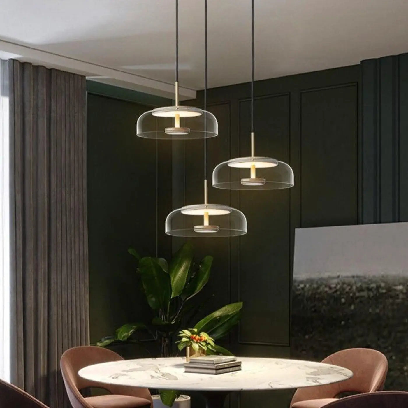 Suspension Verre Doré Design Vintage & Industriel