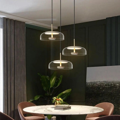 Suspension Verre Doré Design Vintage & Industriel