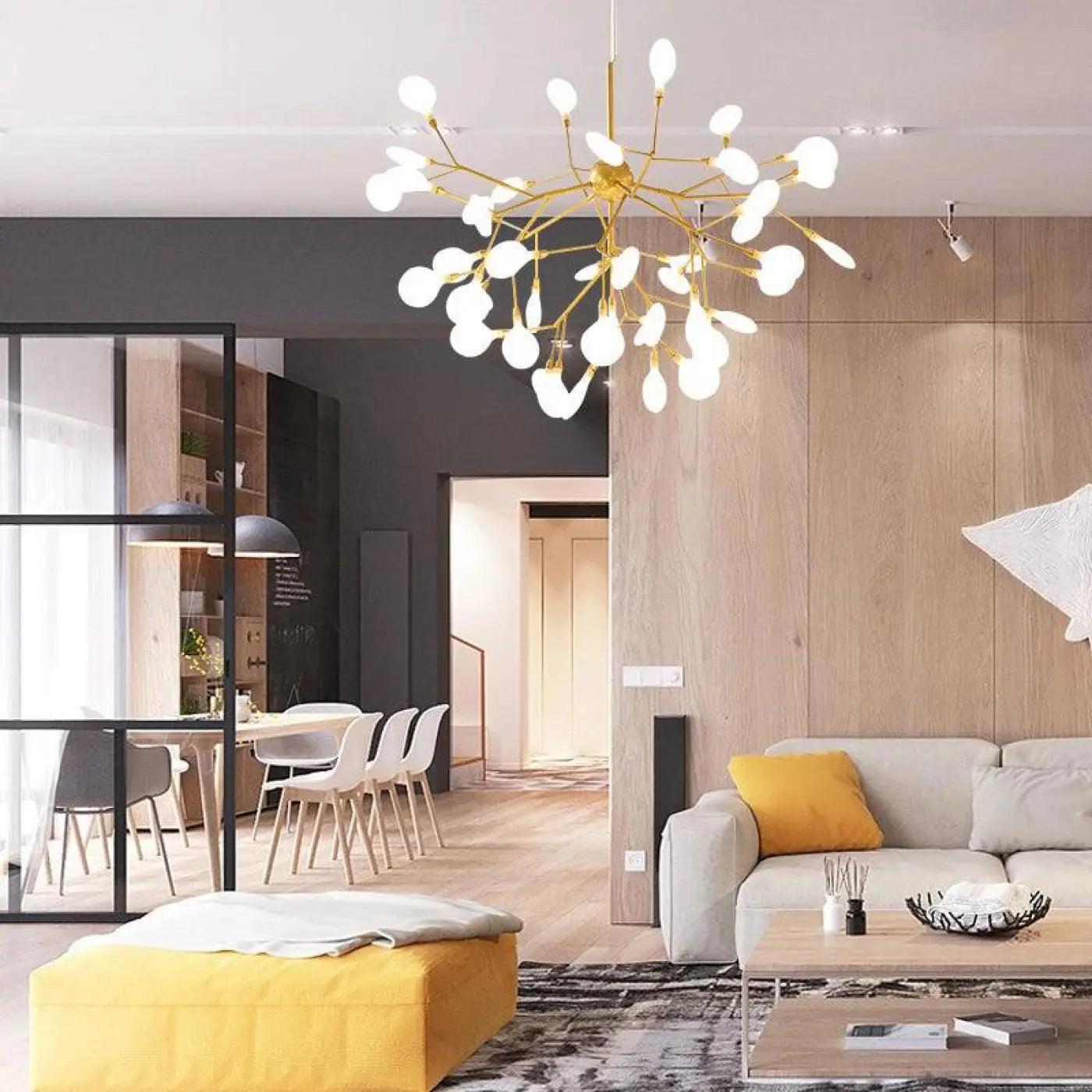 Suspension Luminaire Design LED Métal Noir ou Doré