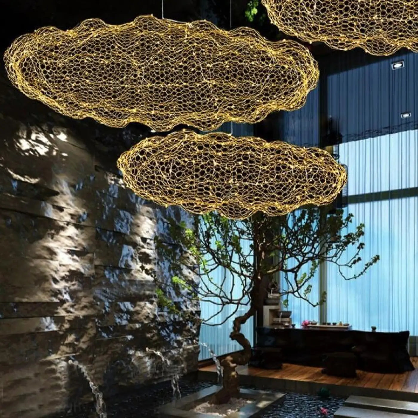 Suspension LED Dorée Design Moderne