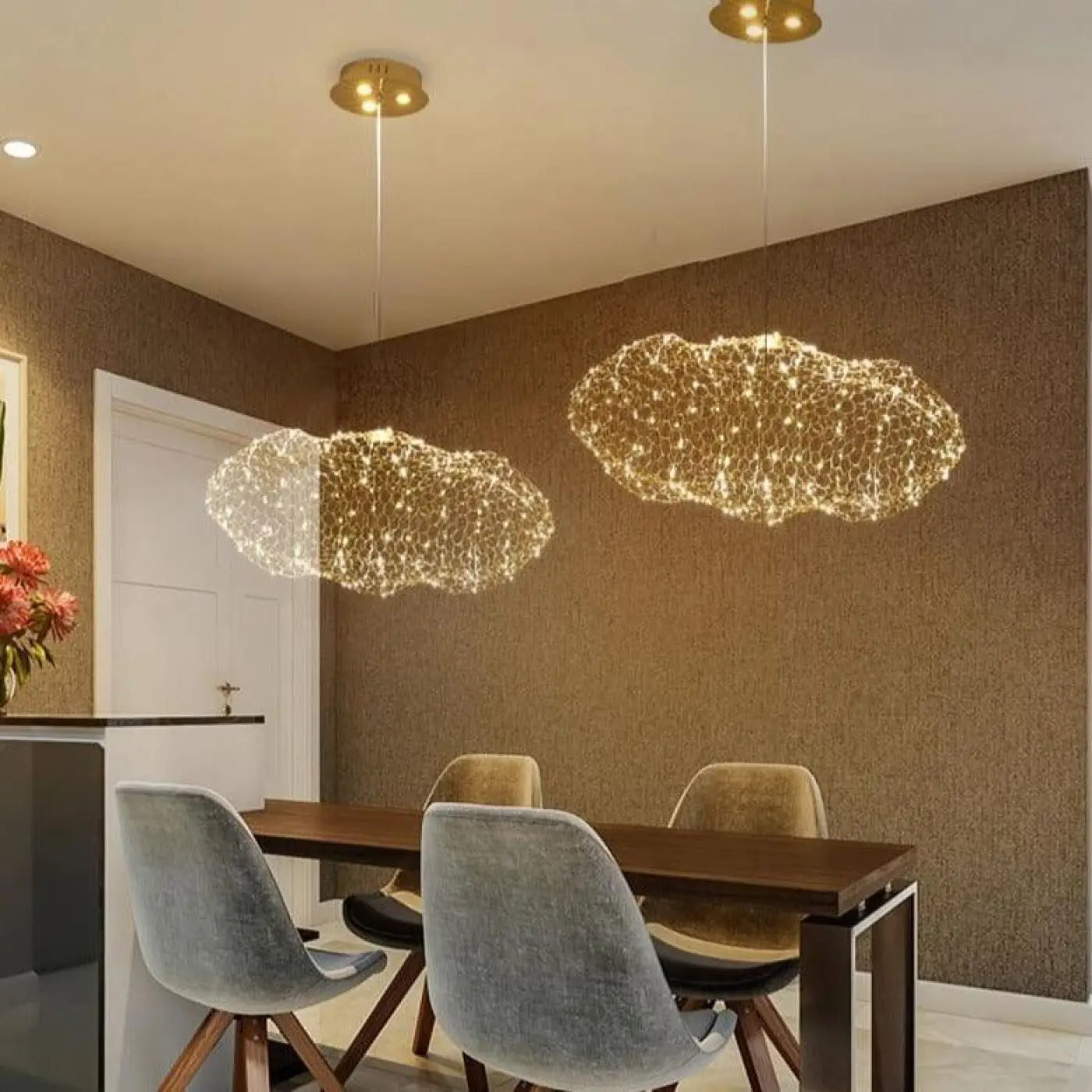 Suspension LED Dorée Design Moderne
