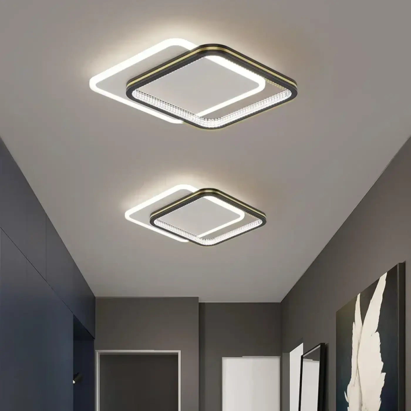Plafonnier LED Design Noir ou Doré