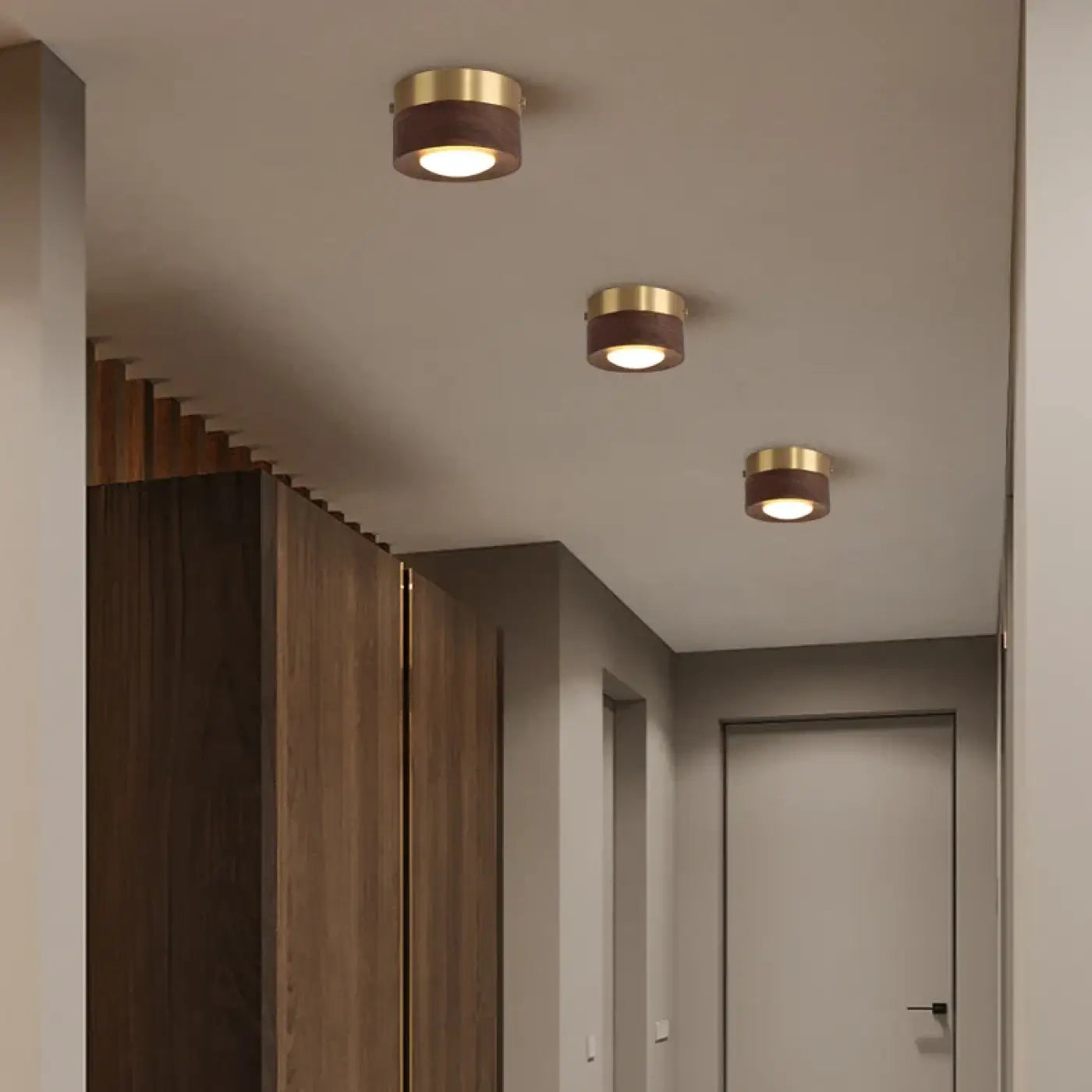 Plafonnier Bois Laiton Naturel & Moderne