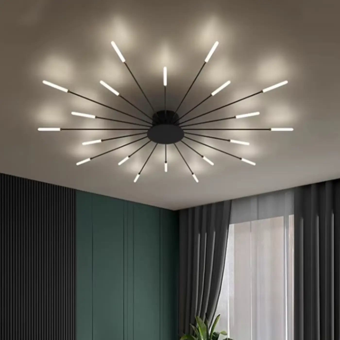 Plafonnier Design Italien Tubes Lumineux Noir ou Doré