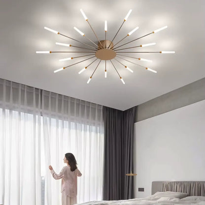 Plafonnier Design Italien Tubes Lumineux Noir ou Doré