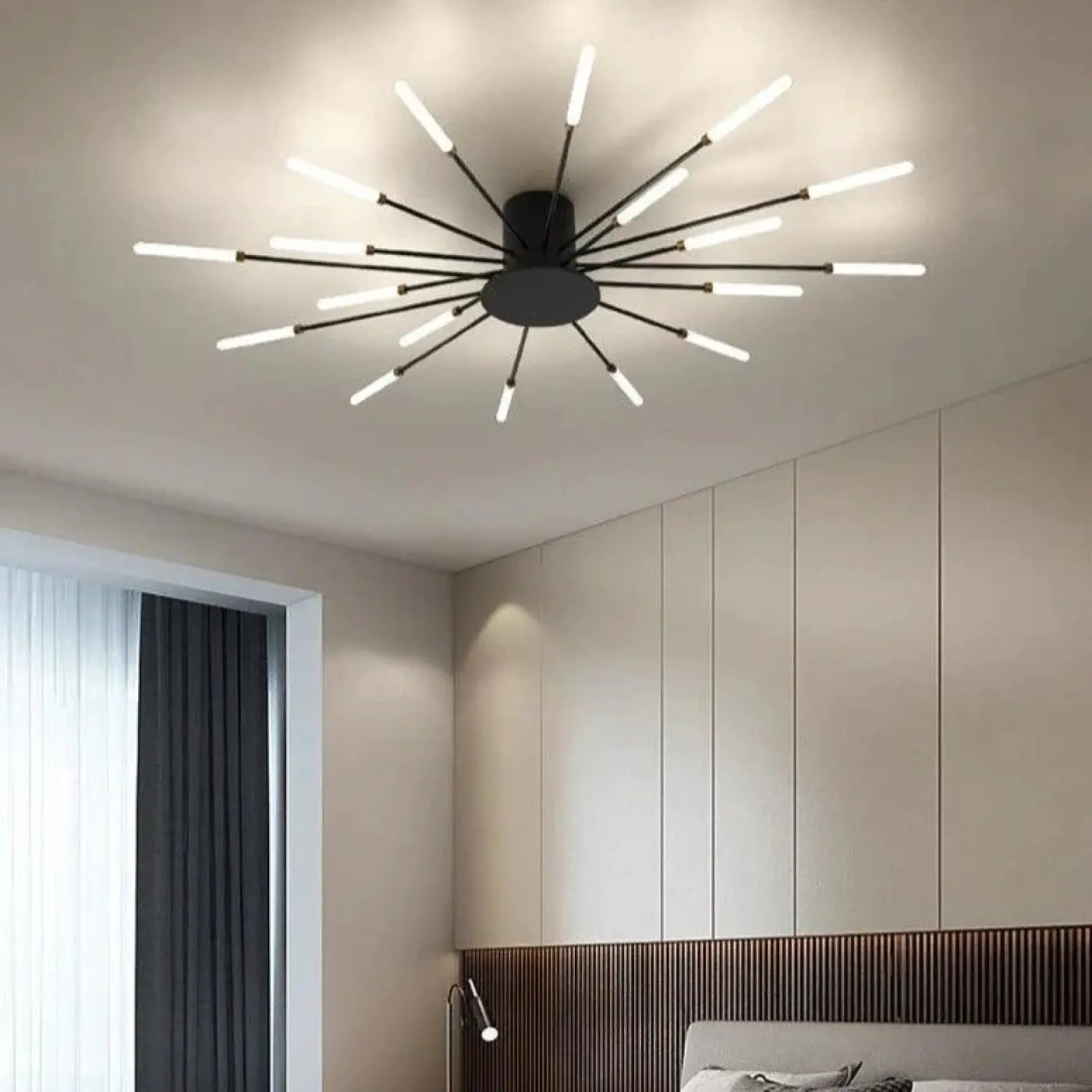 Plafonnier Design Italien Tubes Lumineux Noir ou Doré