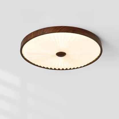 Plafonnier Rond Design Plissé Bois