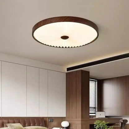 Plafonnier Rond Design Plissé Bois