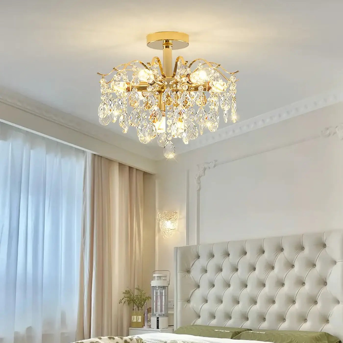 Plafonnier Cristal Doré Chic & Moderne