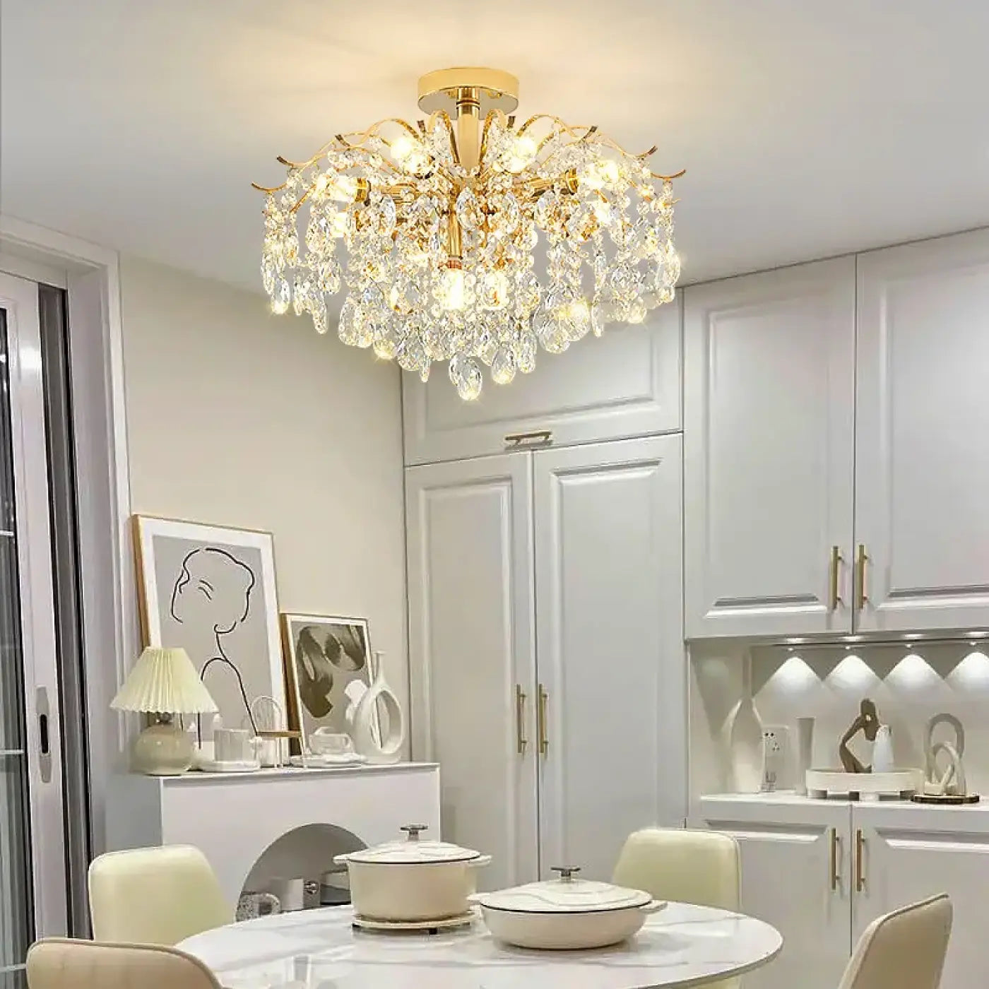 Plafonnier Cristal Doré Chic & Moderne