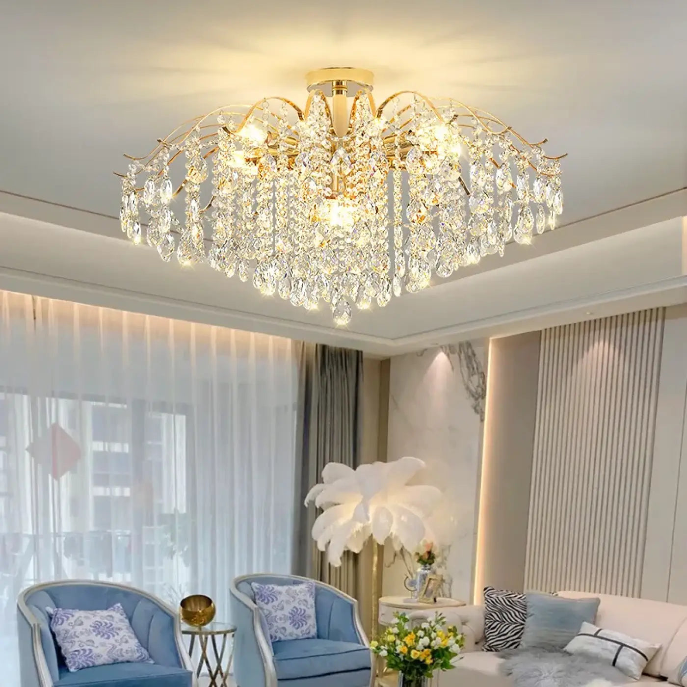 Plafonnier Cristal Doré Chic & Moderne