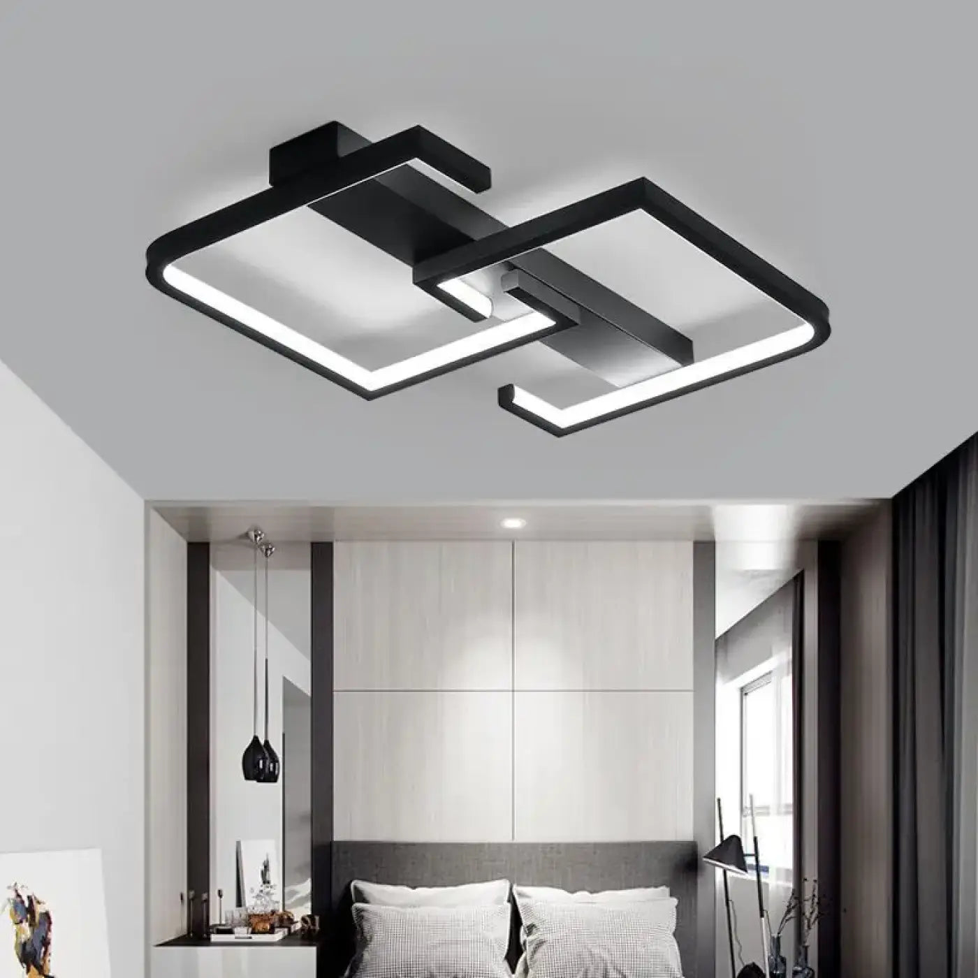 Plafonnier Géométrique Minimaliste Noir