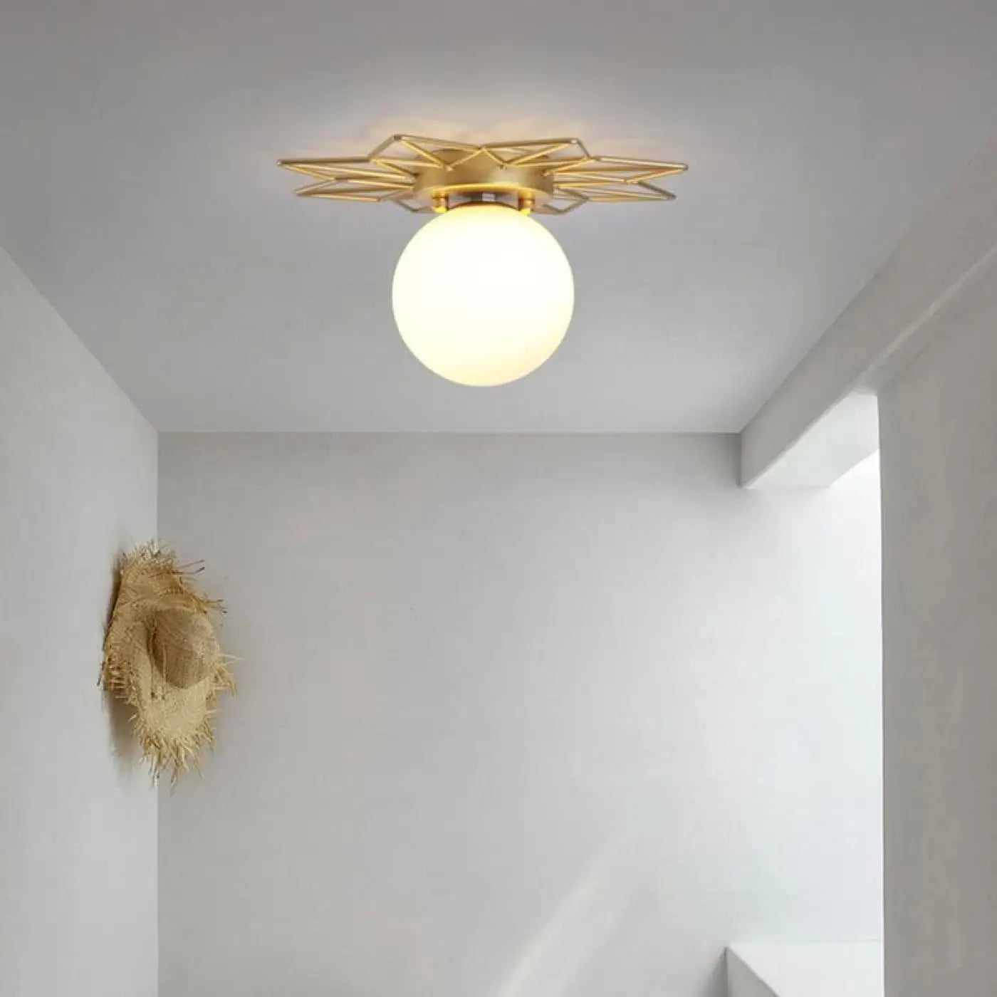 Plafonnier Soleil Laiton Doré Design