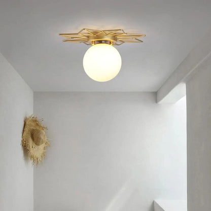 Plafonnier Soleil Laiton Doré Design