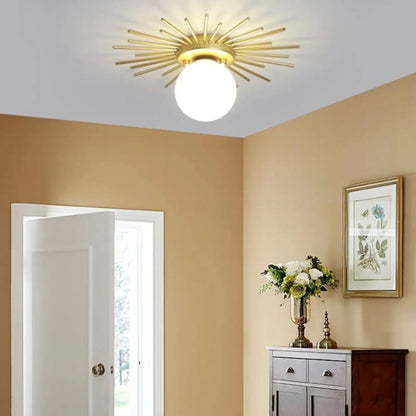 Plafonnier Soleil Laiton Doré Design