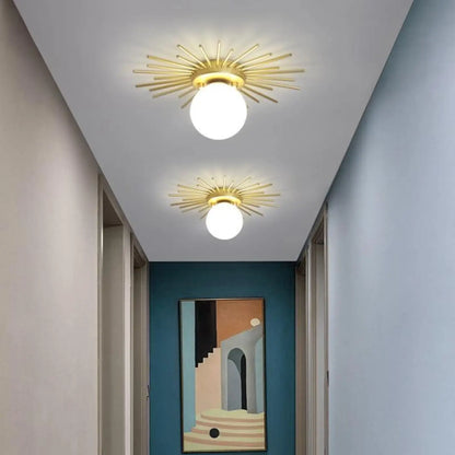 Plafonnier Soleil Laiton Doré Design