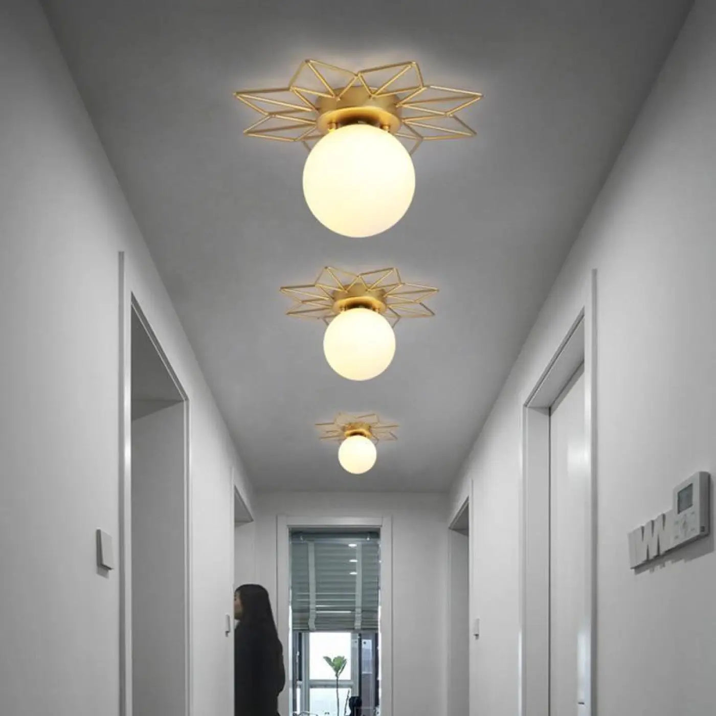 Plafonnier Soleil Laiton Doré Design