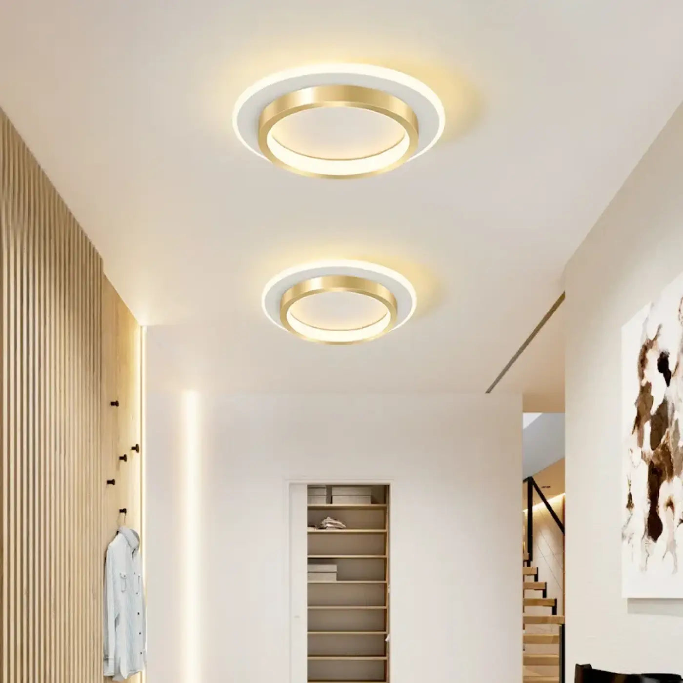 Plafonnier LED Rond Design Doré ou Noir