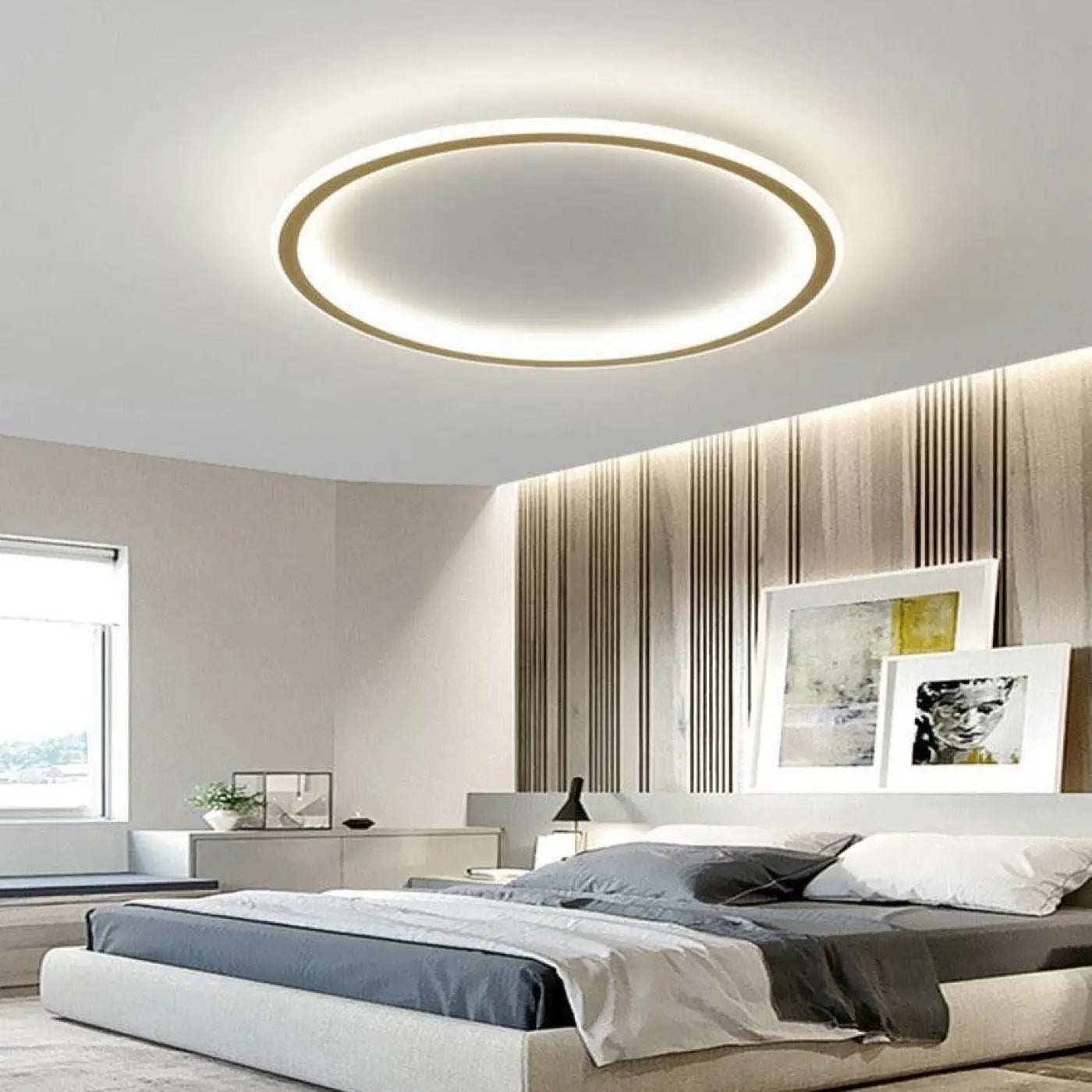 Plafonnier LED Cercle Doré Moderne