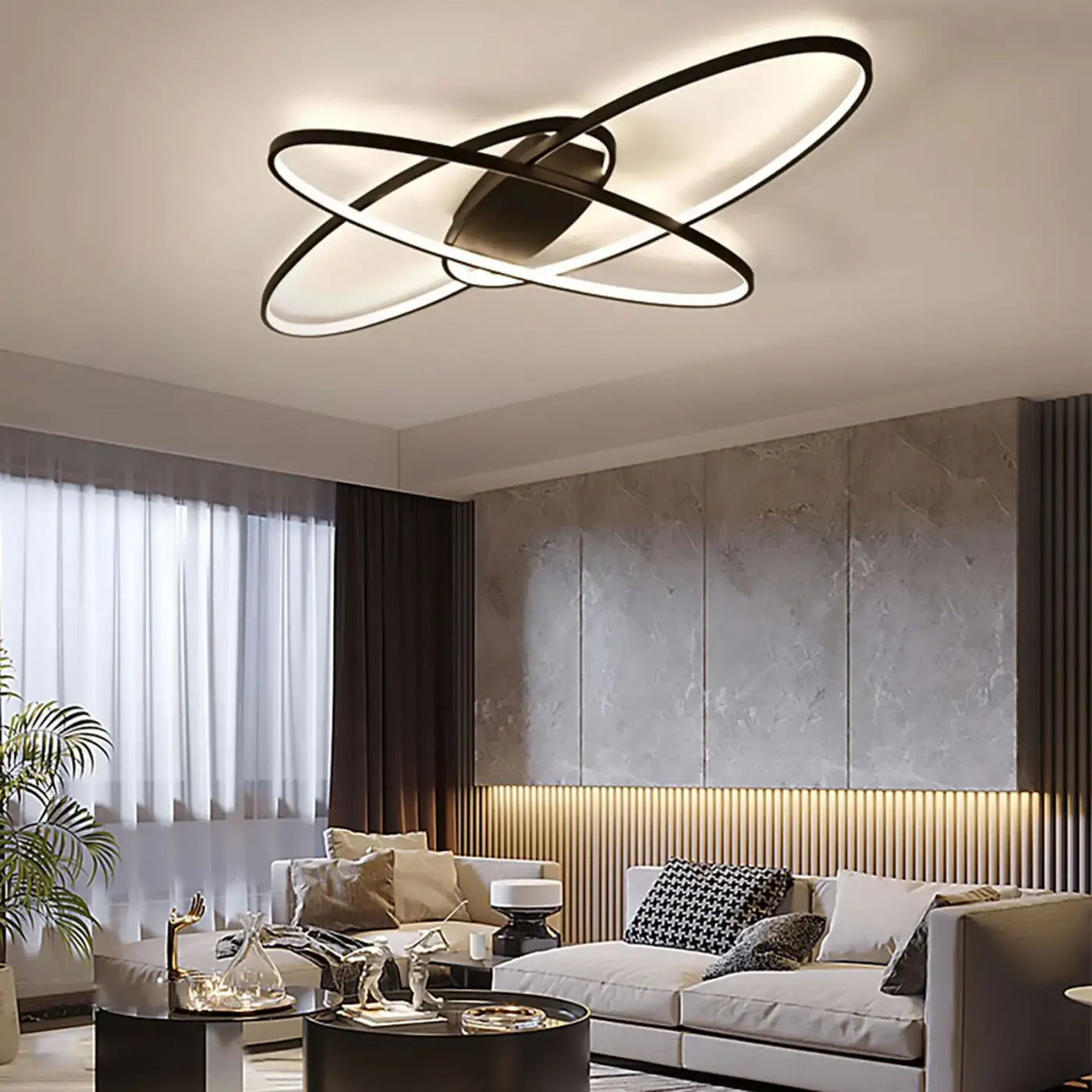 Plafonnier LED Design Anneaux Croisés
