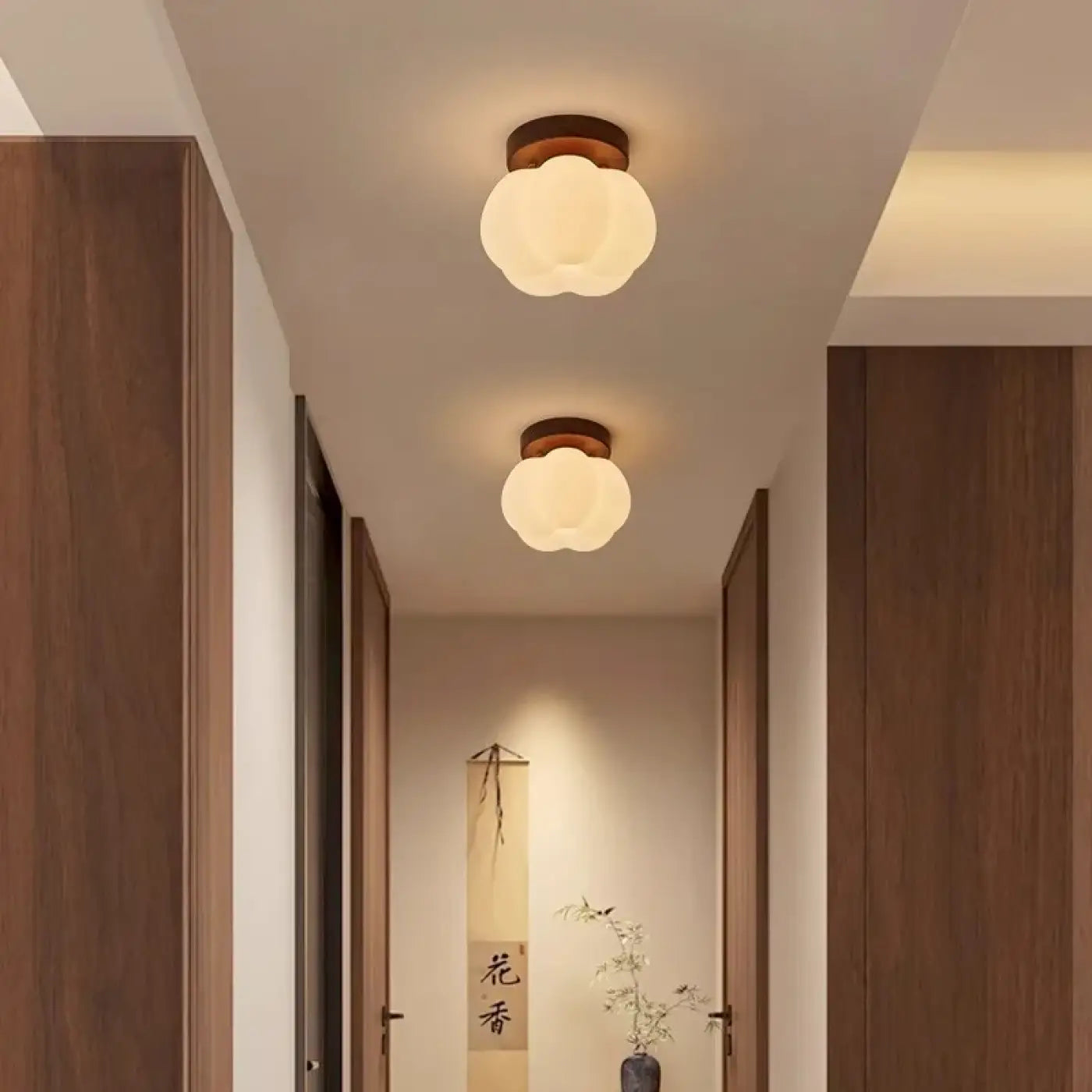 Plafonnier LED Fleur Bois Design Naturel