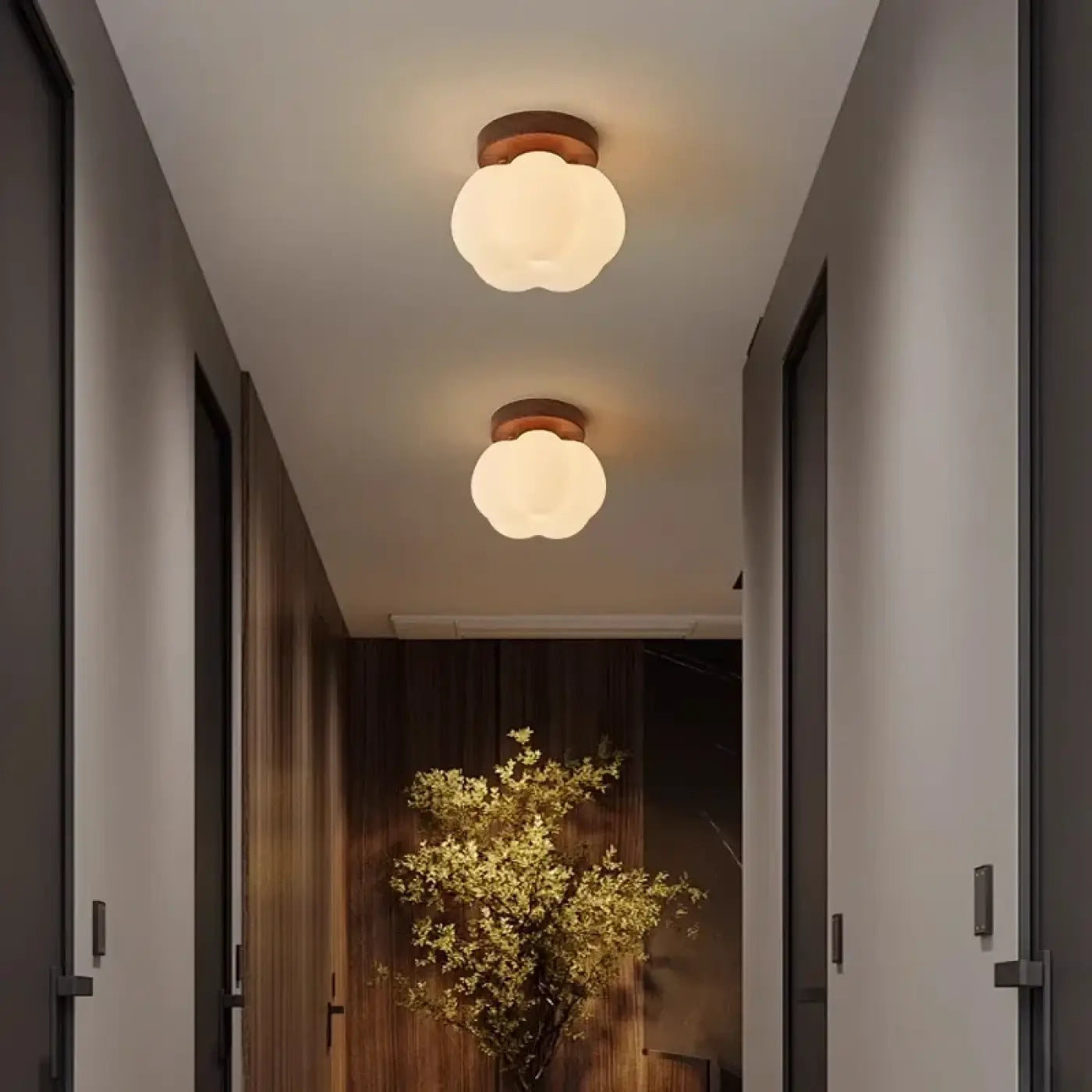 Plafonnier LED Fleur Bois Design Naturel