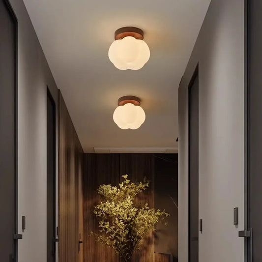 Plafonnier LED Fleur Bois Design Naturel