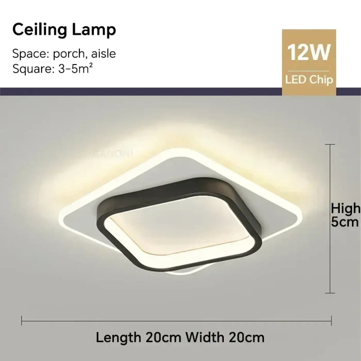 Plafonnier LED Carré Design Aluminium