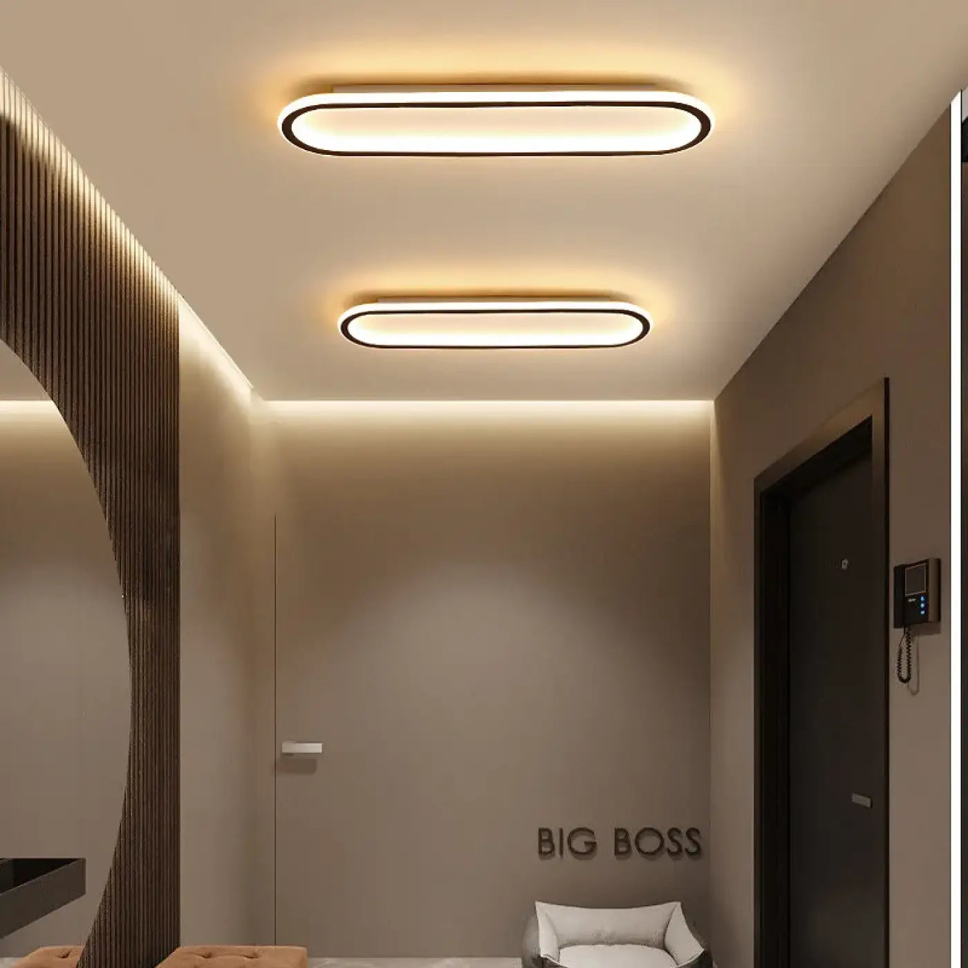 Plafonnier LED Ovale Minimaliste Métal Noir