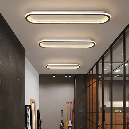 Plafonnier LED Ovale Minimaliste Métal Noir