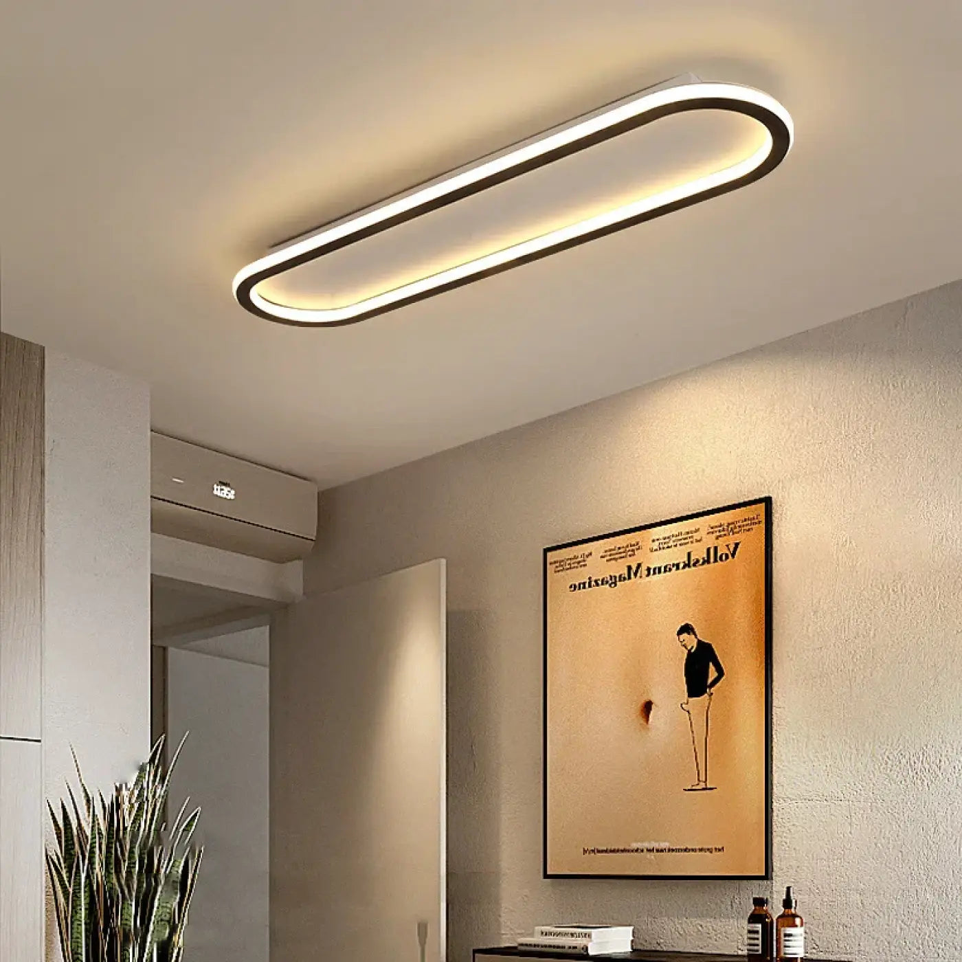Plafonnier LED Ovale Minimaliste Métal Noir