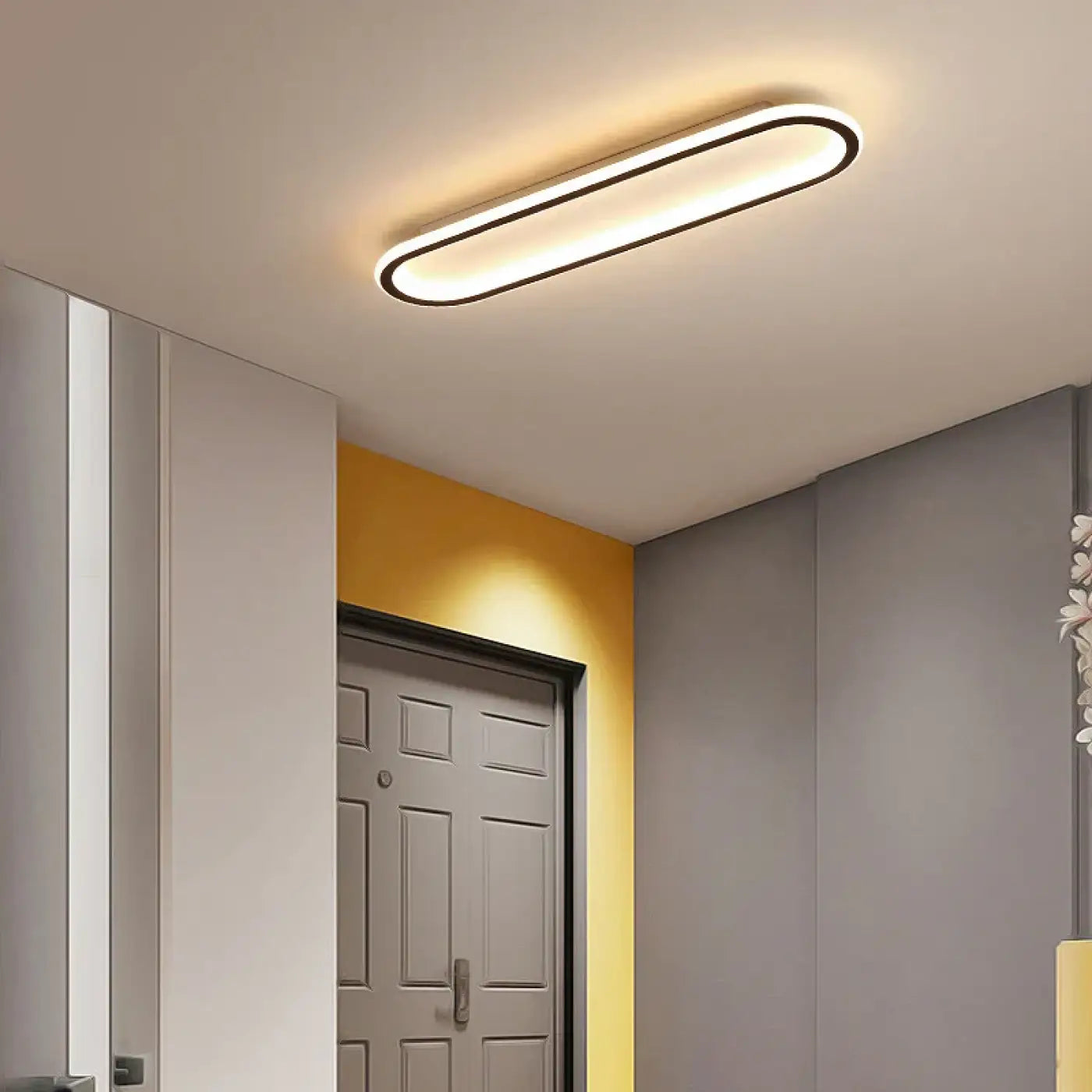 Plafonnier LED Ovale Minimaliste Métal Noir