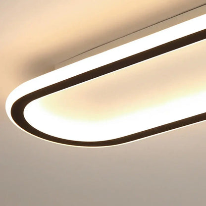 Plafonnier LED Ovale Minimaliste Métal Noir