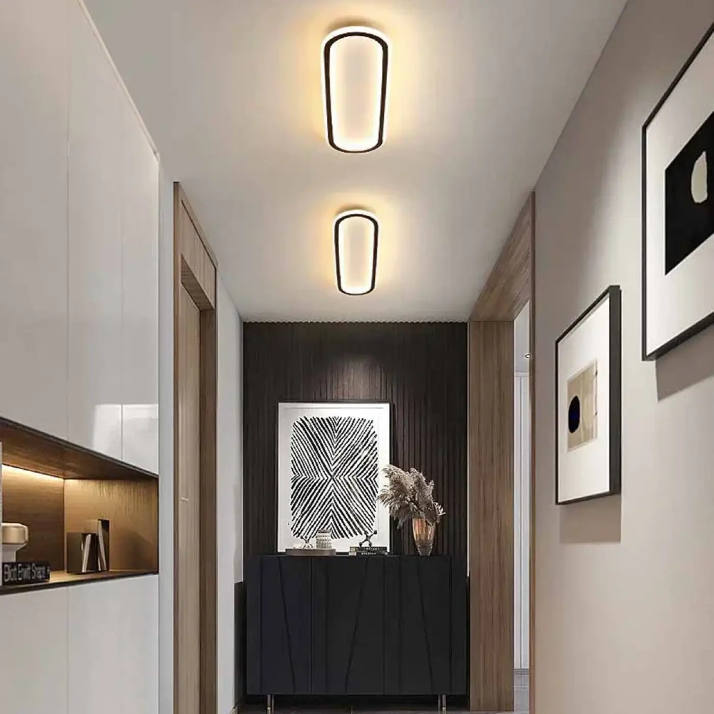 Plafonnier LED Ovale Minimaliste Noir