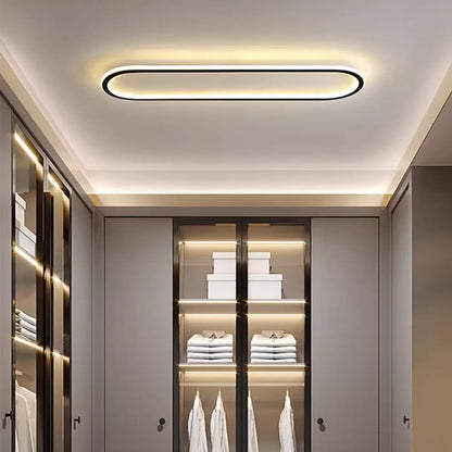 Plafonnier LED Ovale Minimaliste Noir