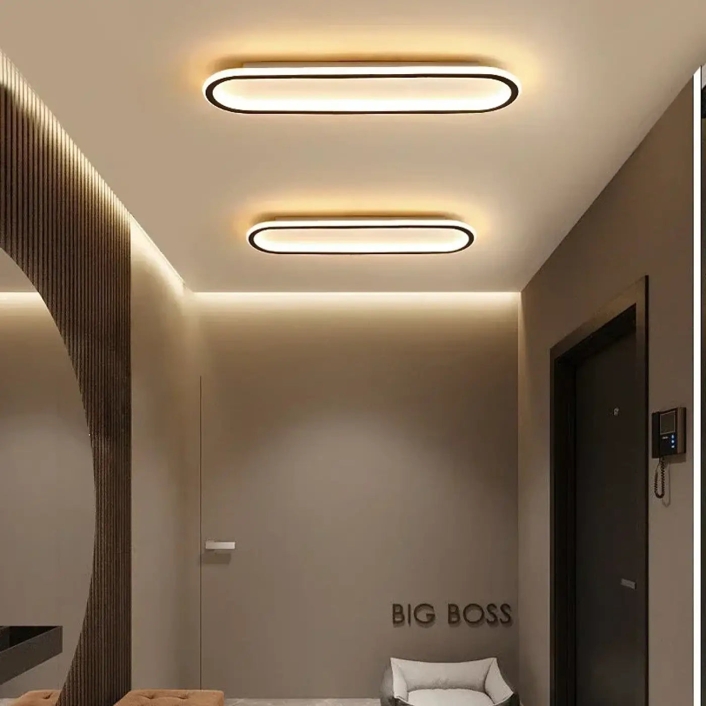 Plafonnier LED Ovale Minimaliste Noir