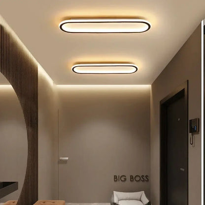 Plafonnier LED Ovale Minimaliste Noir