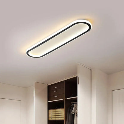 Plafonnier LED Ovale Minimaliste Noir