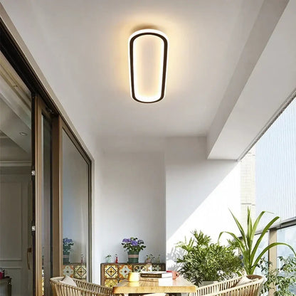 Plafonnier LED Ovale Minimaliste Noir