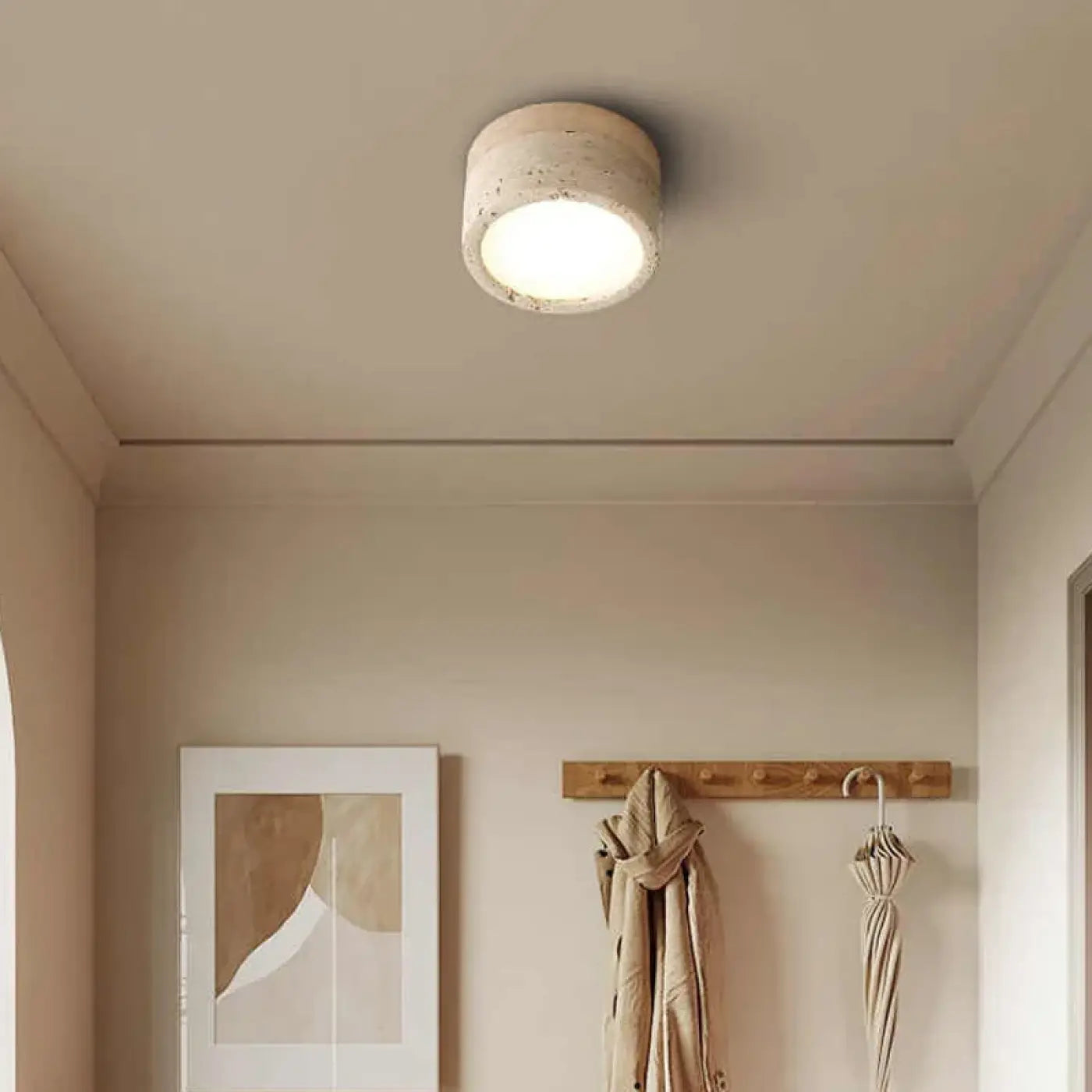 Plafonnier LED Bois & Pierre Naturelle