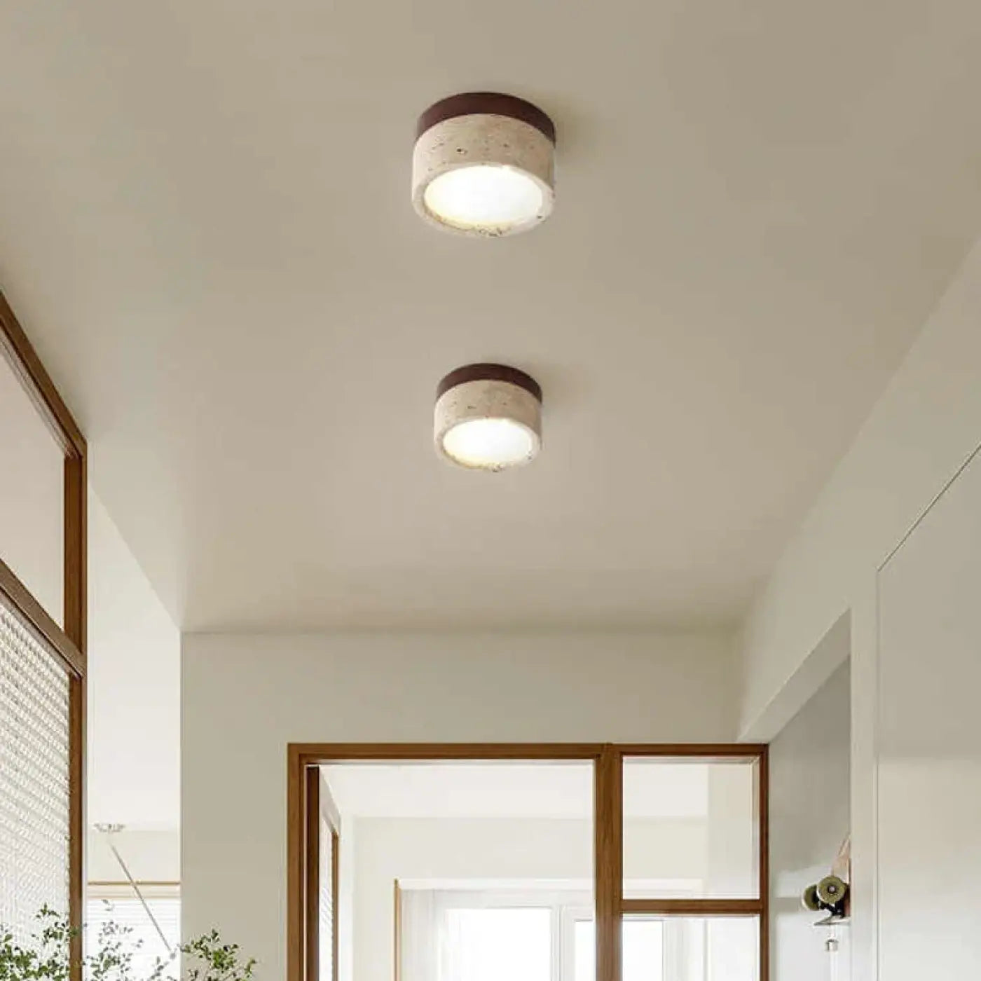 Plafonnier LED Bois & Pierre Naturelle